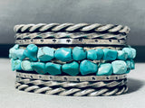 Best Vintage Wire Turquoise Boulder Native American Navajo Turquoise Sterling Silver Bracelet-Nativo Arts