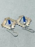 Artistic Vintage Native American Navajo Lapis Sterling Silver Earrings-Nativo Arts