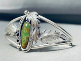 Intricate Leaf Vintage Native American Navajo Royston Turquoise Sterling Silver Bracelet-Nativo Arts