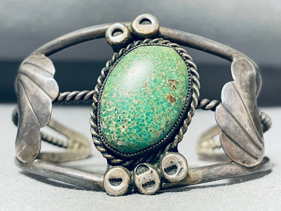 Rare Early Deposit Carico Lake Turquoise Vintage Native American Navajo Sterling Silver Bracelet-Nativo Arts