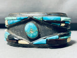 6.5 Inch Wrist Opulent Vintage Native American Navajo Turquoise Inlay Sterling Silver Bracelet-Nativo Arts