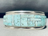 6.5 Inch Wrist Sky Blue Turquoise Inlay Sterling Silver Bracelet-Nativo Arts