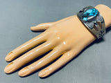 Blue Bird Mine Turquoise Vintage Native American Navajo Sterling Silver Bracelet-Nativo Arts