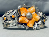 Fab And Gorgy! Vintage Hand Carved Flower Sterling Silver Clasp Bracelet-Nativo Arts