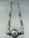 Rare Longer 30 Inch Vintage Native American Navajo Sterling Silver Tubule Necklace-Nativo Arts