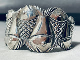 One Of The Most Unique Vintage Sterling Silver Fish Bracelet Cuff-Nativo Arts