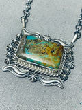 Omg Vintage Native American Navajo Green Turquoise Sterling Silver Necklace-Nativo Arts