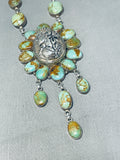 One Of The Coolest Ever Vintage Native American Navajo Green Turquoise Sterling Silver Necklace-Nativo Arts