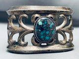 One Of Most Amazing Vintage Native American Navajo Turquoise Spiderweb Sterling Silver Bracelet-Nativo Arts