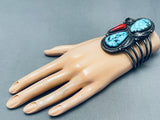 One Of Best Ever Vintage Native American Navajo Blue Diamond Turquoise Sterling Silver Bracelet-Nativo Arts