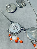 Native American One Of The Most Unique 14k Gold Marked Sterling Silver Coral Necklace-Nativo Arts