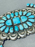 Justin Wilson Vintage Native American Navajo Blue Turquoise Sterling Silver Pin-Nativo Arts
