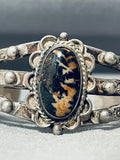 Early Very Old Vintage Native American Navajo Petrified Wood Sterling Silver Bracelet-Nativo Arts
