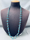 Incredible Vintage Native American Navajo Chunky Turquoise Heishi Sterling Silver Necklace