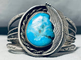 Impressive Vintage Native American Navajo Blue Diamond Turquoise Sterling Silver Bracelet-Nativo Arts