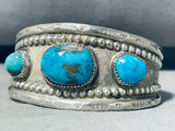 Fantastic Vintage Native American Navajo Turquoise Sterling Silver Bracelet-Nativo Arts