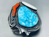 Very Rare Gilbert Turquoise Vintage Native American Navajo Huge Sterling Silver Bracelet-Nativo Arts