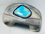 Rhombus Work!! Vintage Native American Navajo Turquoise Sterling Silver Bracelet-Nativo Arts