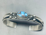Beautiful Native American Navajo Golden Hill Turquoise Sterling Silver Signed Bracelet-Nativo Arts