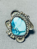 Breathtaking Vintage Native American Navajo Carico Lake Turquoise Sterling Silver Ring-Nativo Arts
