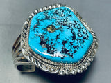 Best Vintage Native American Navajo Sleeping Beauty Turquoise Gold Nugget Silver Bracelet-Nativo Arts