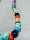 Tommy Rose Singer Native American Navajo Turquoise Coral Lapis Amethyst Sterling Silver Necklace-Nativo Arts