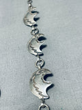 One Of The Most Beauitful Vintage Native American Navajo Bear Sterling Silver Necklace-Nativo Arts