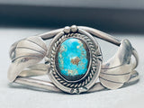 Mirror Flanks Vintage Native American Navajo Turquoise Sterling Silver Bracelet Old-Nativo Arts