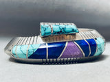 6 Inch Wrist Museum Quality Vintage Native American Navajo Sterling Silver Inlay Bracelet-Nativo Arts