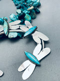 333 Gram Navajo Turquoise Butterfly Sterling Silver Squash Blossom Necklace-Nativo Arts