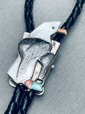 Intricate Eagle Vintage Native American Zuni Sterling Silver Bolo Tie-Nativo Arts