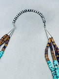 Mind Boggling Native American Navajo Turquoise Sterling Silver Heishi Necklace-Nativo Arts