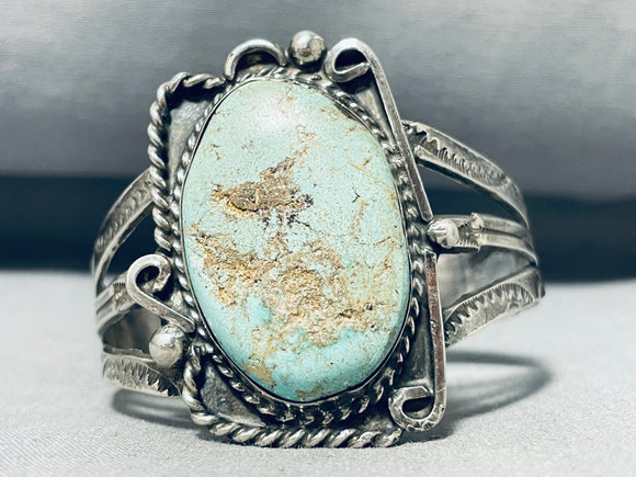 Early Deposit Turquoise!! Vintage Native American Navajo #8 Sterling Silver Bracelet-Nativo Arts