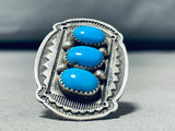 Joseph Tom Vintage Native American Navajo Domed Turquoise Sterling Silver Ring-Nativo Arts