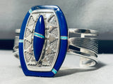 Abraham Begay!!! Vintage Native American Navajo Turquoise Lapis Sterling Silver Bracelet-Nativo Arts