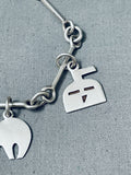 Handmade Link Chain Vintage Southwest Petroglyph Sterling Silver Charm Bracelet