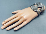 Heavy Butterfly Concho Vintage Native American Navajo Sterling Silver Thorn Bracelet-Nativo Arts