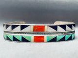 Important Andrew Dewa Vintage Native American Zuni 6 Inch Wrist Sterling Silver Bracelet-Nativo Arts