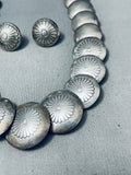 Graduated Pillow Bead Vintage Native American Navajo Sterling Silver Necklace And Earring Set