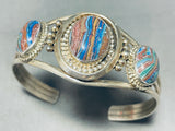 Rare Vintage Native American Navajo Calsilica Sterling Silver Bracelet Cuff-Nativo Arts