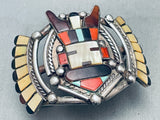 Museum Quality Vintage Native American Zuni Turquoise Kachina Sterling Silver Bracelet-Nativo Arts