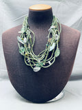 One Of The Most Unique Ever Vintage Navajo Green Turquoise Heishi Necklace-Nativo Arts
