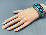 Tim Yazzie Magnificent Native American Navajo Blue Gem Turquoise Sterling Silver Bracelet-Nativo Arts