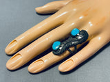 Interesting Vintage Native American Navajo Morenci Turquoise Sterling Silver Ring-Nativo Arts
