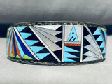 7 Inch Wrist Vintage Native American Navajo Turquoise Inlay Sterling Silver Bracelet-Nativo Arts