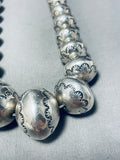 115 Grams Vintage Native American Navajo Hand Tooled Sterling Silver Bead Necklace-Nativo Arts