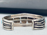 Heavy Vintage Native American Navajo Turquoise Sterling Silver Wire Bracelet-Nativo Arts