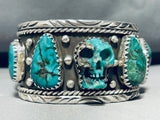 125 Gram Vintage Turquoise Skull Sterling Silver Bracelet Cuff-Nativo Arts