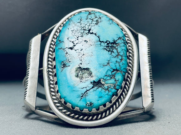 Important Lone Mountain Turquoise Vintage Native American Navajo Sterling Silver Bracelet-Nativo Arts