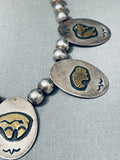 Important Vintage Native American Navajo Thomas Singer Gold Sterling Silver Horse Bear Necklace-Nativo Arts